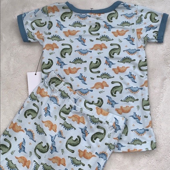 NWT Milkberry Dinosaurs 2pc Pajama Set Blue 24M Bamboo Loungewear - Picture 6 of 6